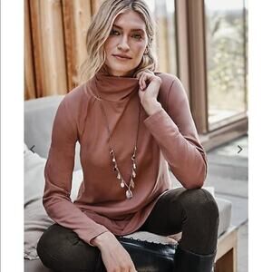 J. Jill Luxe Supima Everyday Turtleneck Tunic M pink